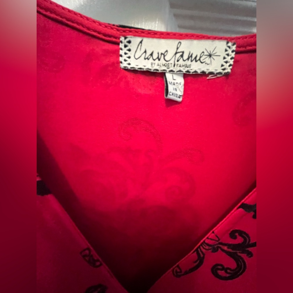 Almost Famous Red and Black Floral Wrap Mini Dress - Picture 4 of 8